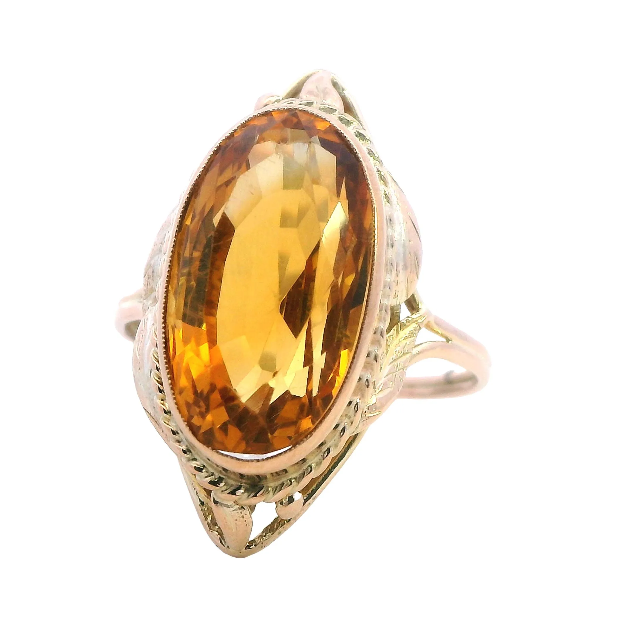 Elegant 9ct Yellow Gold Citrine Ring - Radiant and Refined