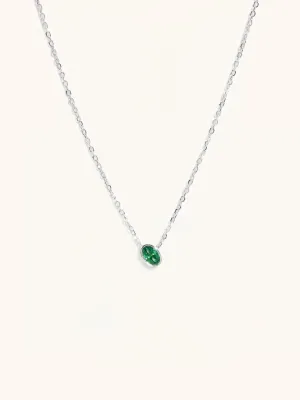 Emerald Birthstone Sterling Silver Necklace