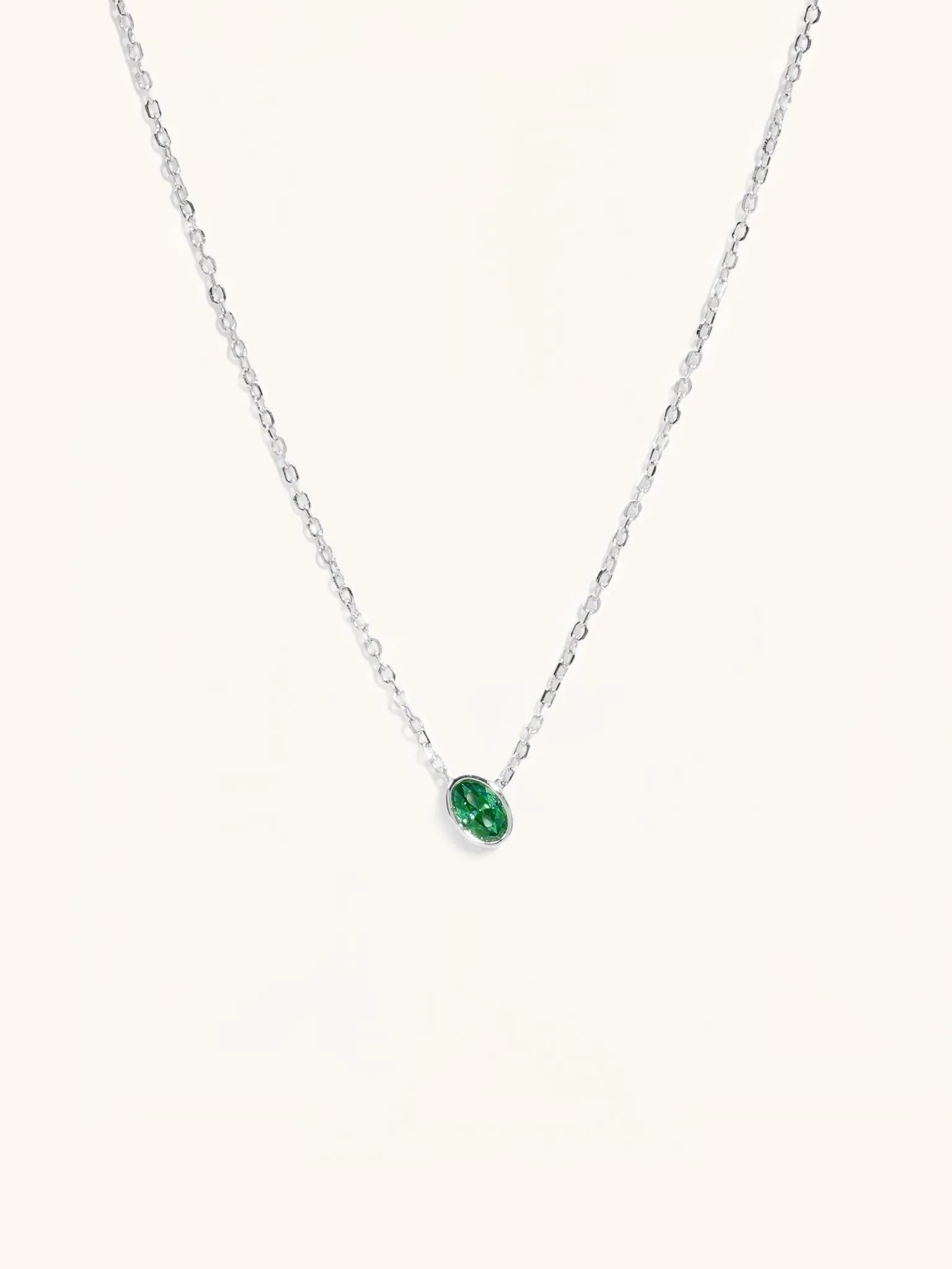 Emerald Birthstone Sterling Silver Necklace