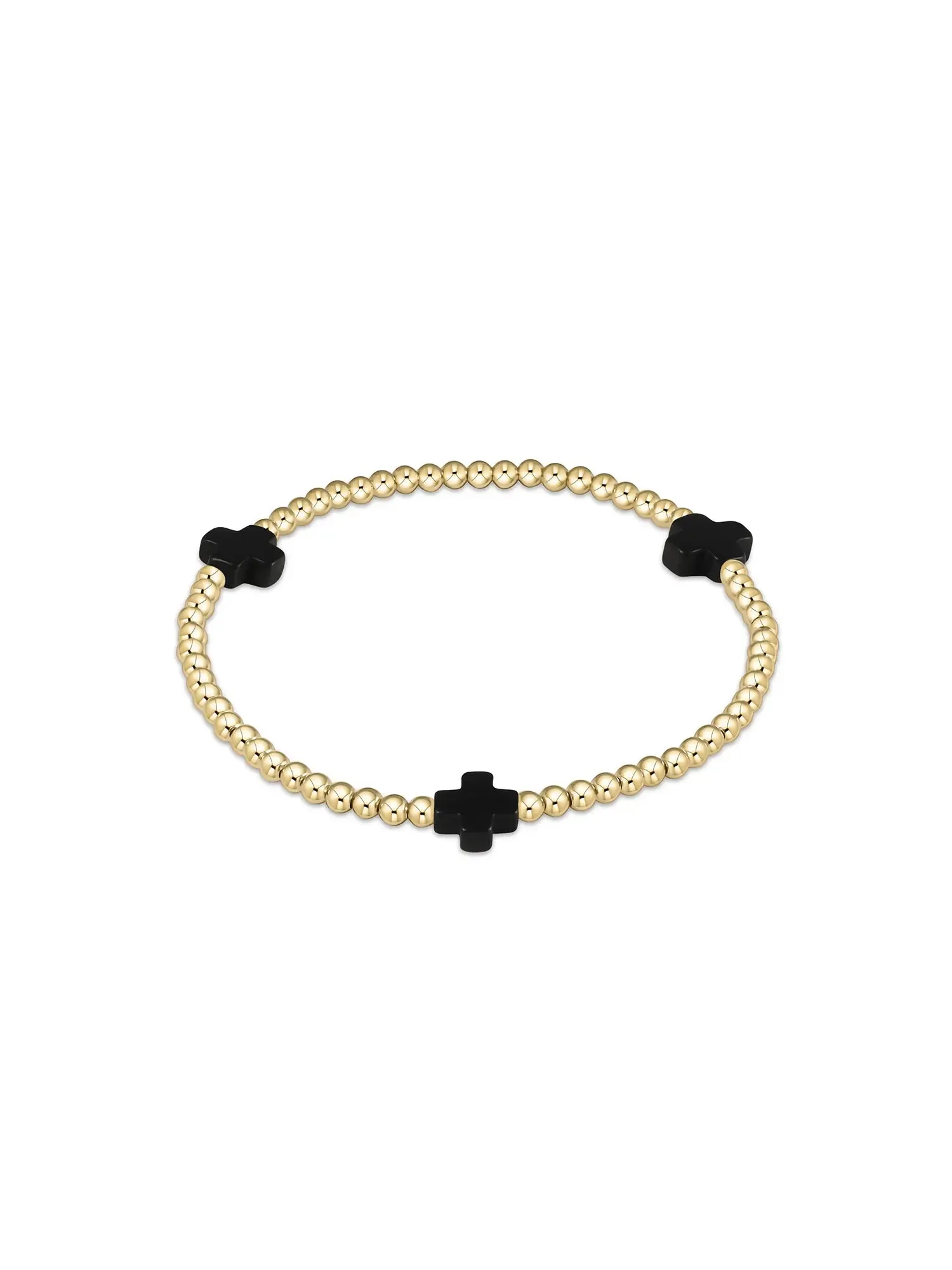 enewton Signature Cross Pattern Gold Bead Bracelet: 3mm