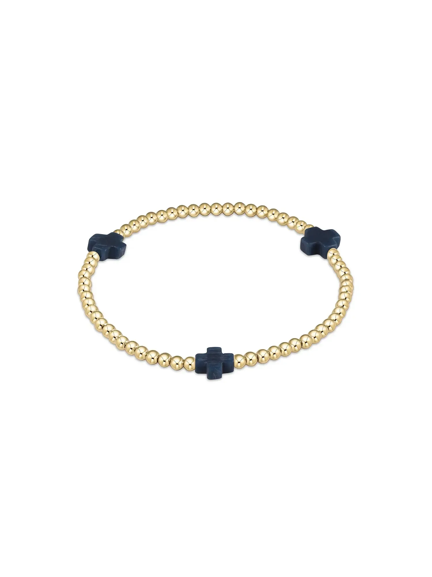 enewton Signature Cross Pattern Gold Bead Bracelet: 3mm