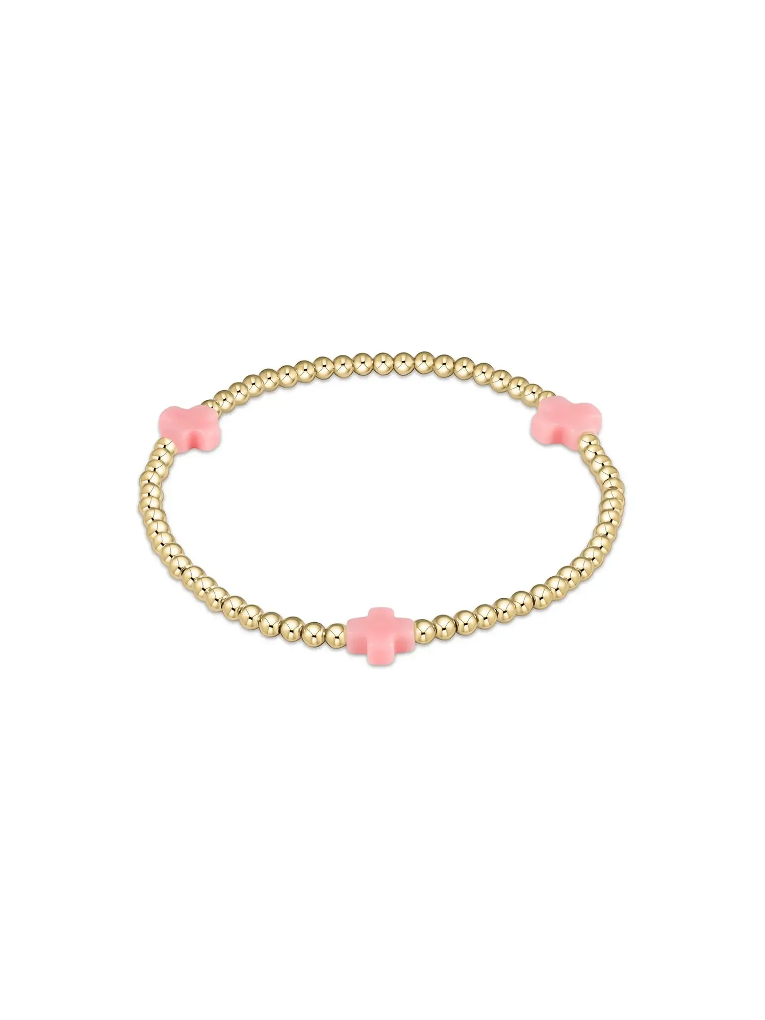 enewton Signature Cross Pattern Gold Bead Bracelet: 3mm