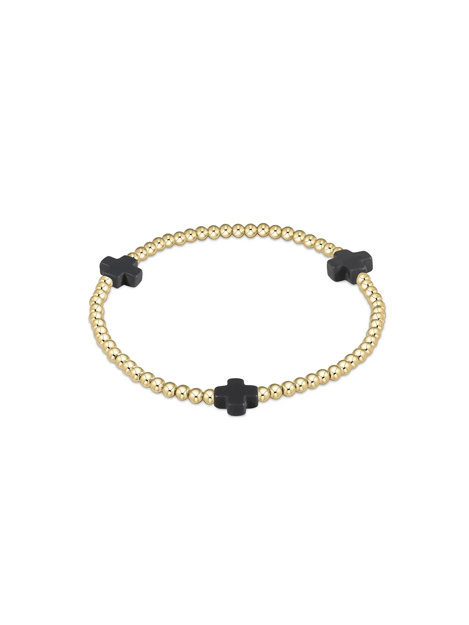 enewton Signature Cross Pattern Gold Bead Bracelet: 3mm