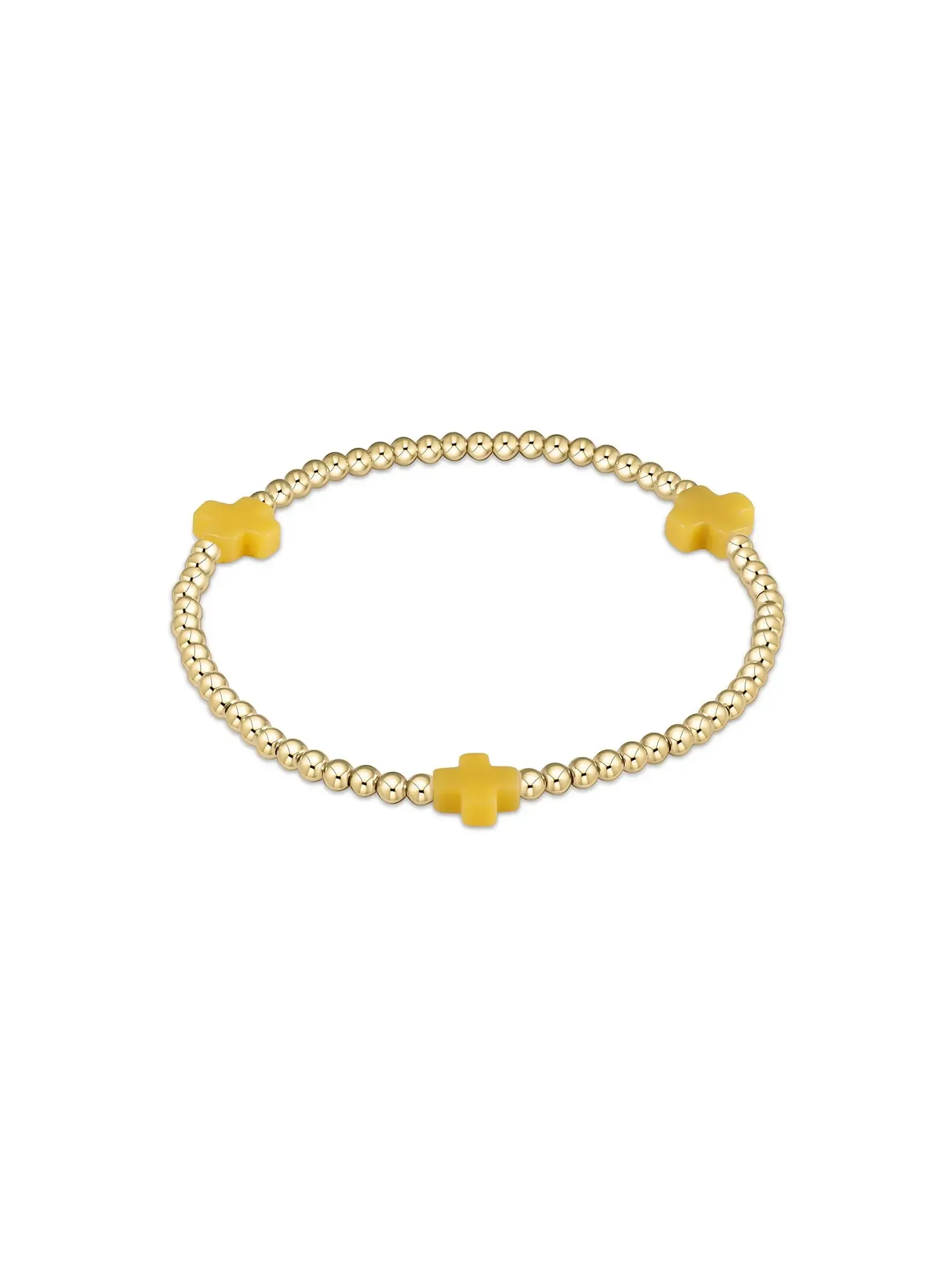 enewton Signature Cross Pattern Gold Bead Bracelet: 3mm