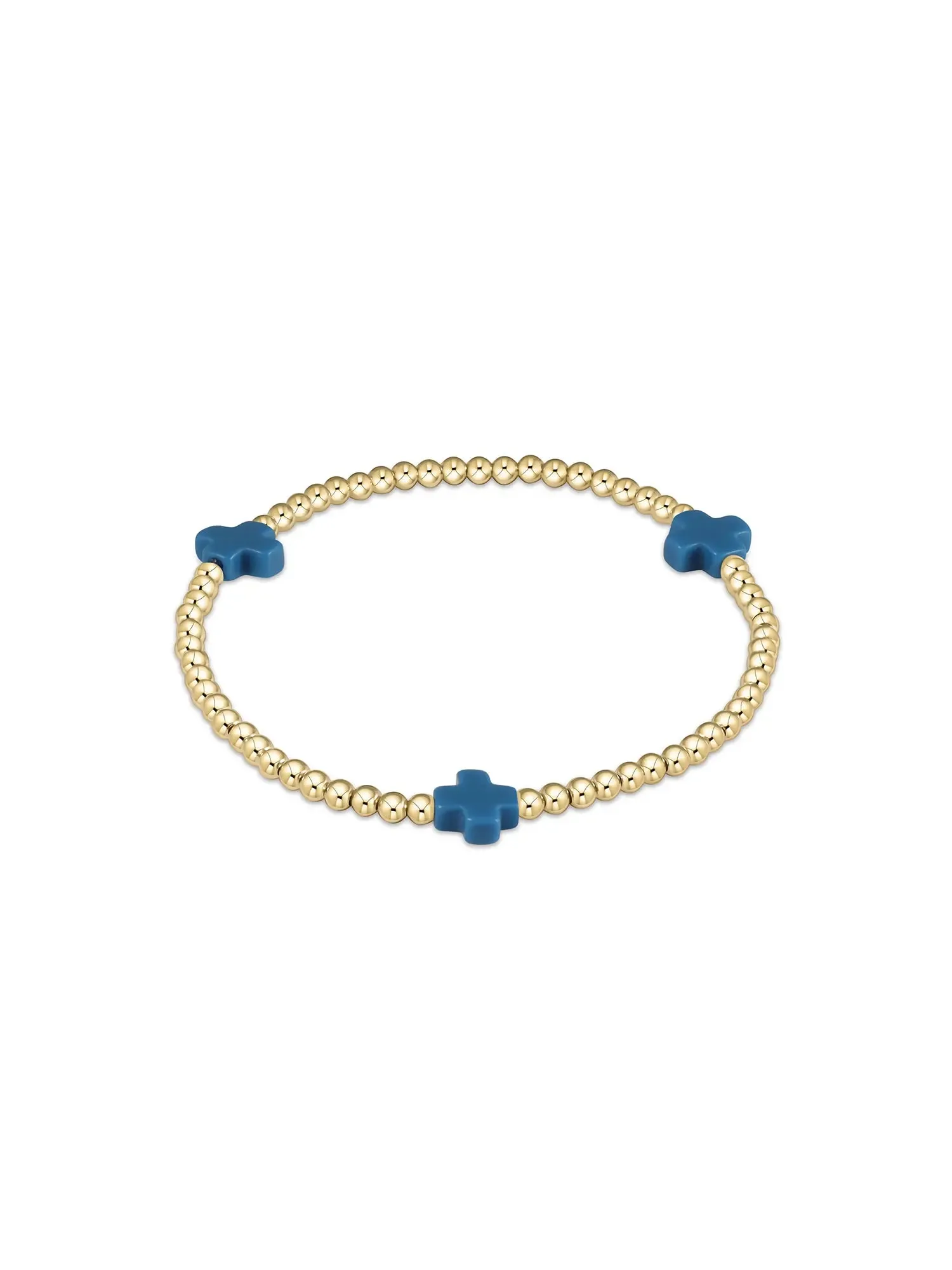 enewton Signature Cross Pattern Gold Bead Bracelet: 3mm