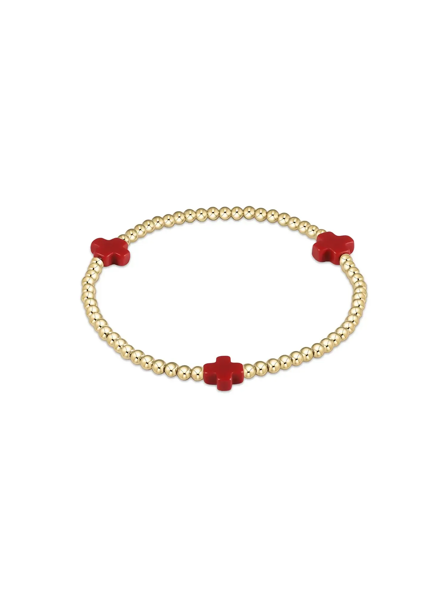 enewton Signature Cross Pattern Gold Bead Bracelet: 3mm