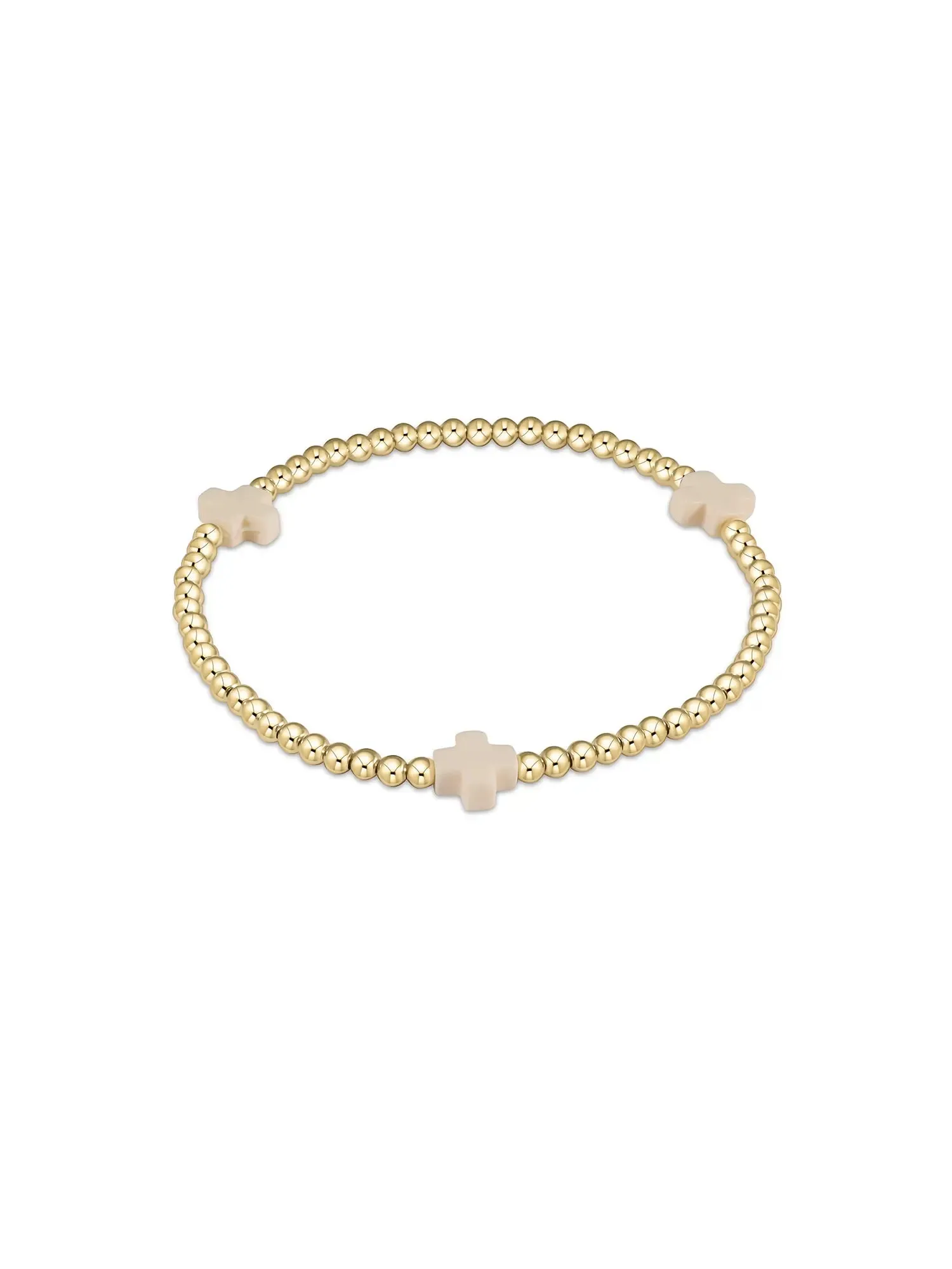 enewton Signature Cross Pattern Gold Bead Bracelet: 3mm