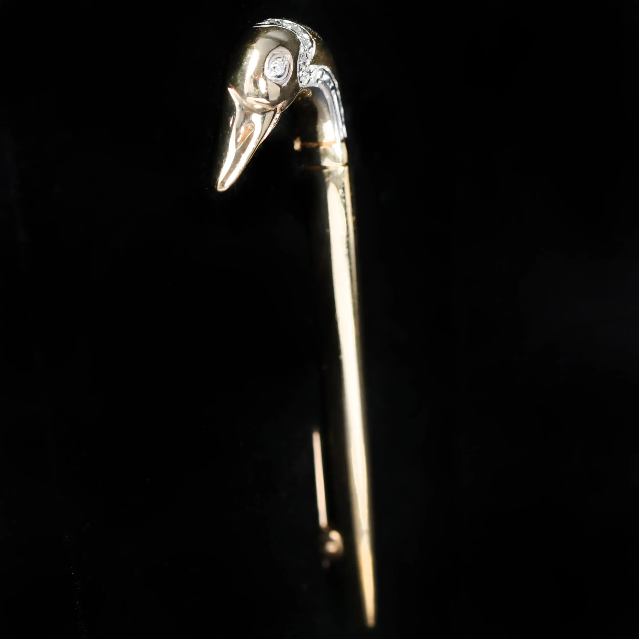 Estate 14K Yellow Gold 0.04 CTW Diamond Duck Brooch