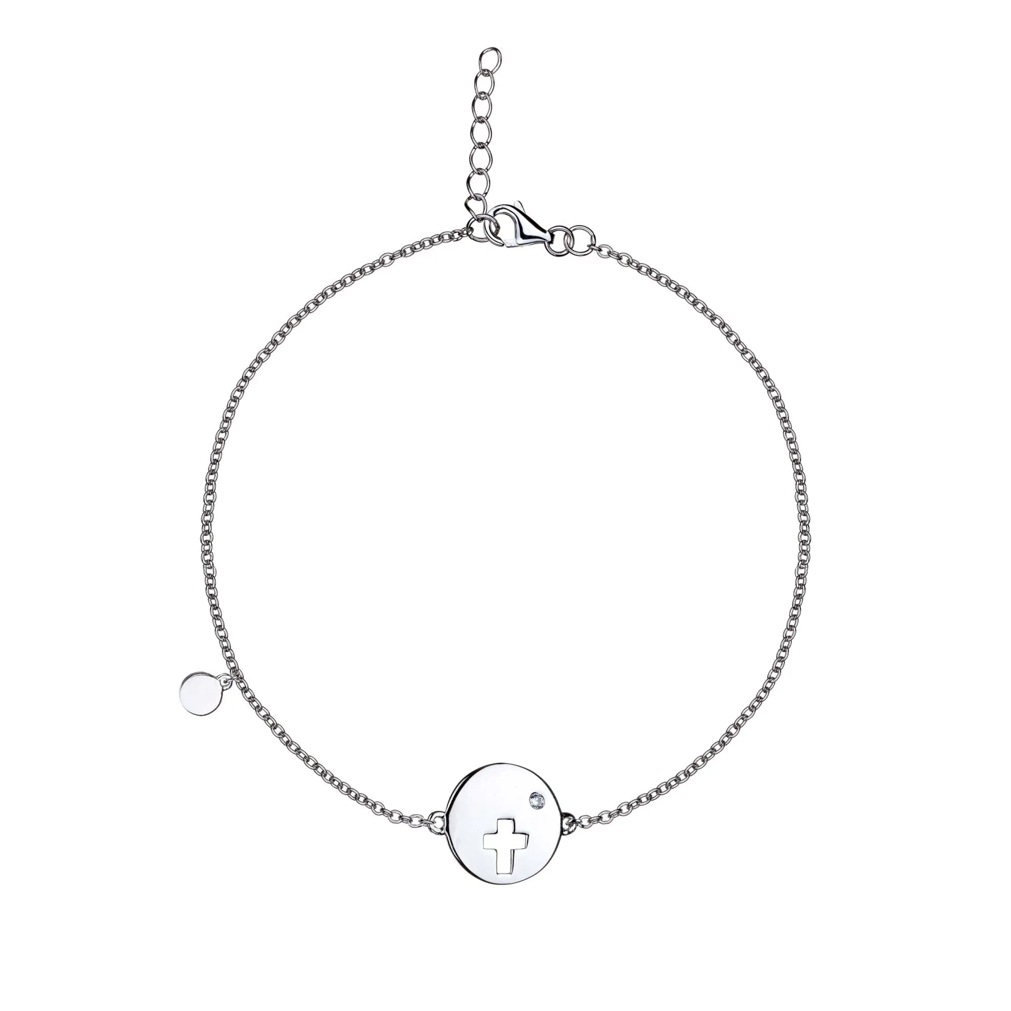 Eudora - Cross Disc Charm - Sterling Silver Bracelet