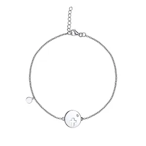 Eudora - Cross Disc Charm - Sterling Silver Bracelet