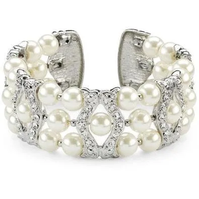 Farrin Champagne Pearl and Crystal Cuff Bracelet