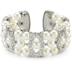 Farrin Champagne Pearl and Crystal Cuff Bracelet