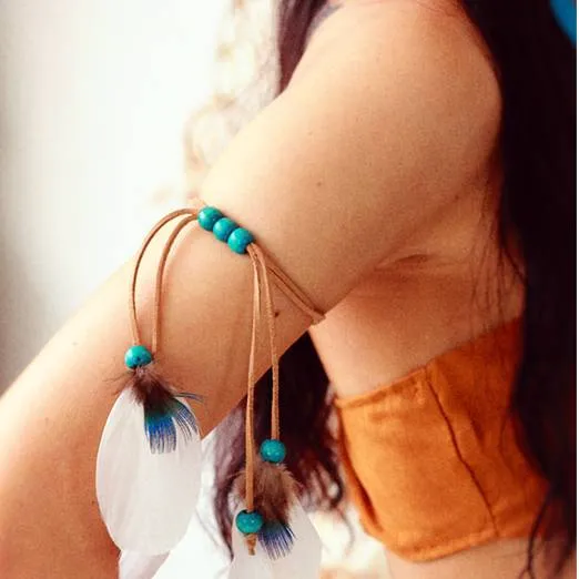 Feather arm ornament, arm chain, bracelet, bohemian style