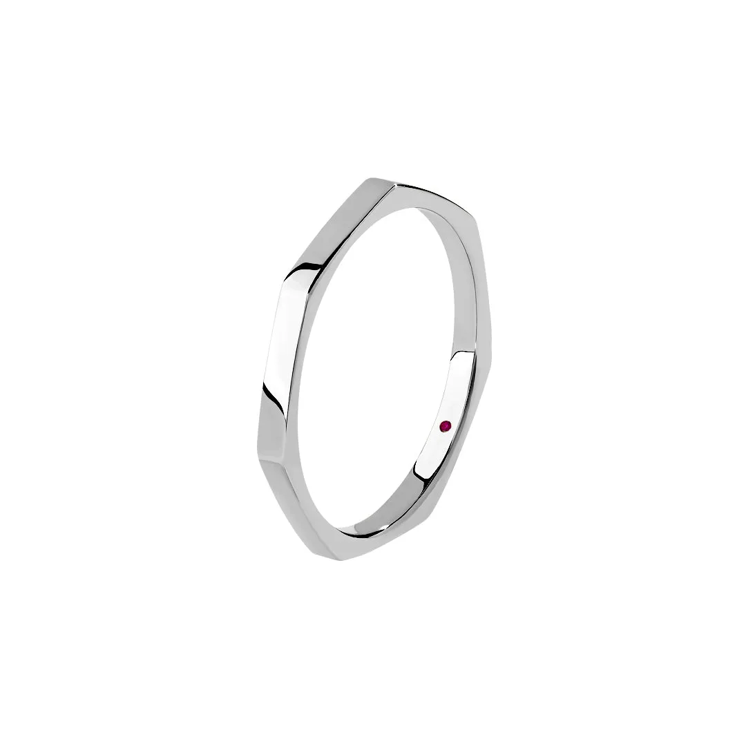 Geometric Band Ring in Silver