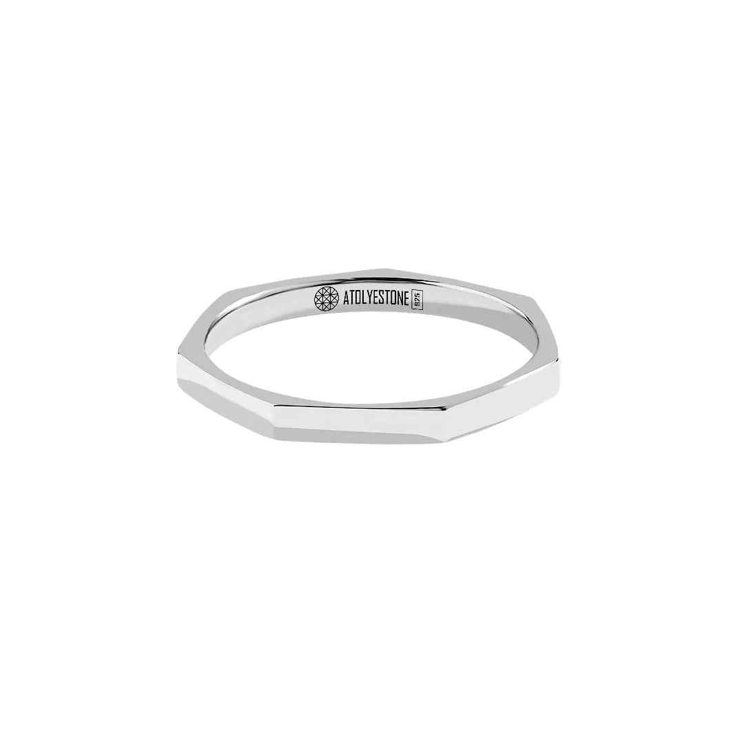 Geometric Band Ring in Silver