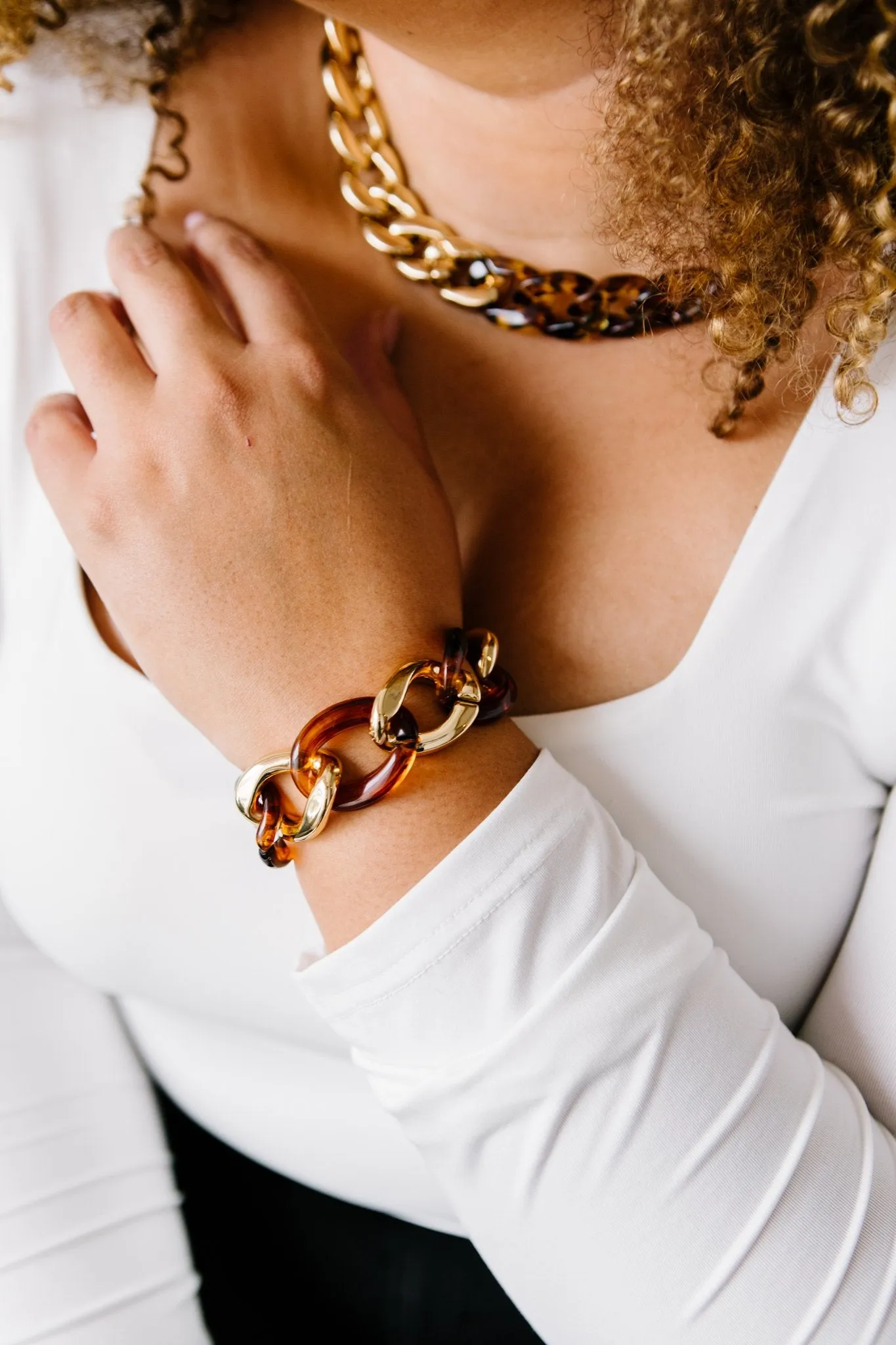 Gold & Tortoise Chunky Chain Bracelet