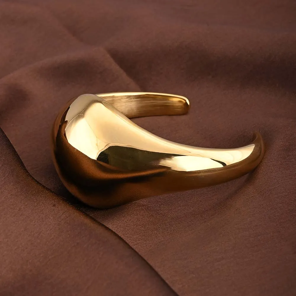 Gold Bold Half Moon Cuff Bracelet