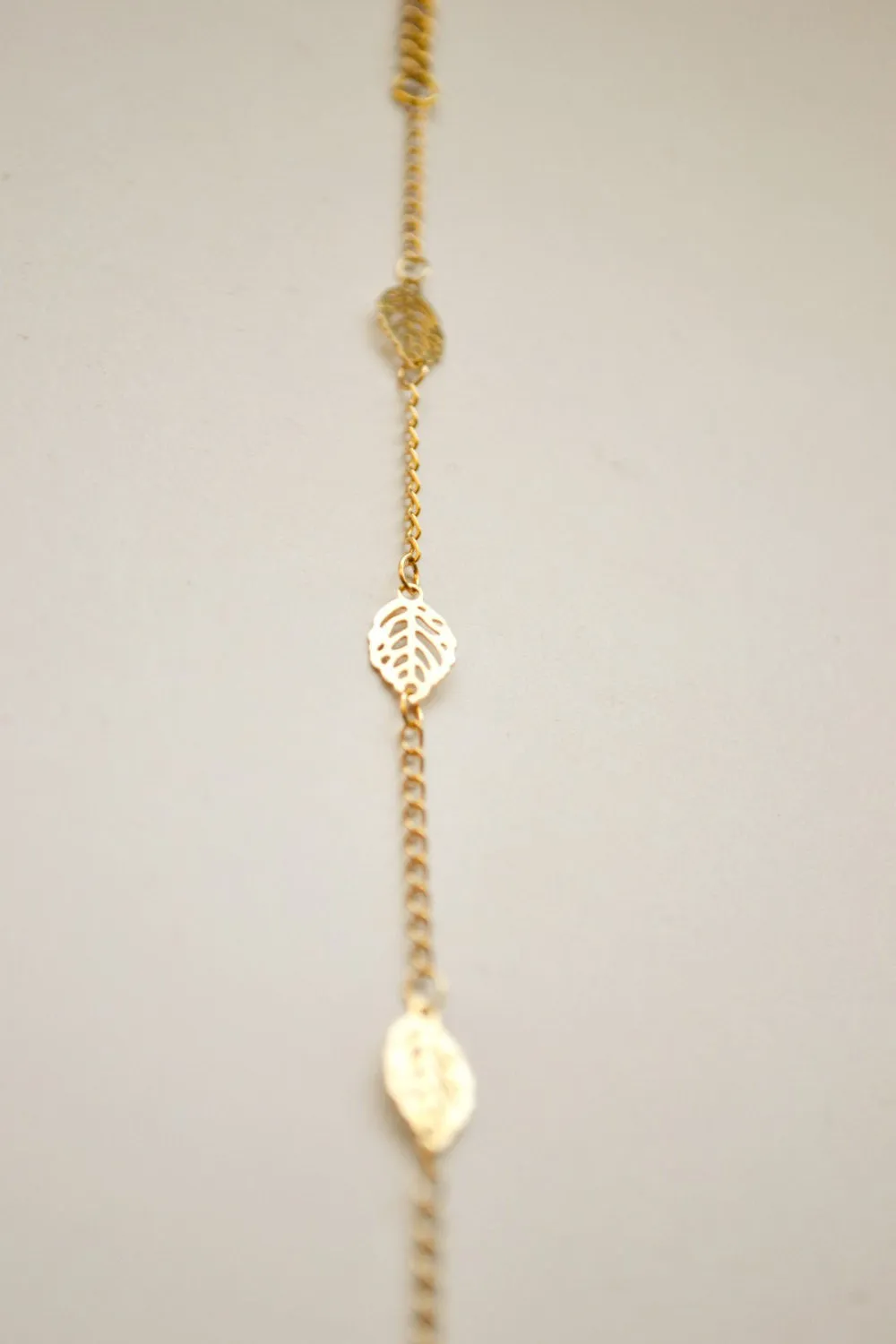 Gold chain bracelet, gold plated leaf charms, adjustable, minimalist gift for her