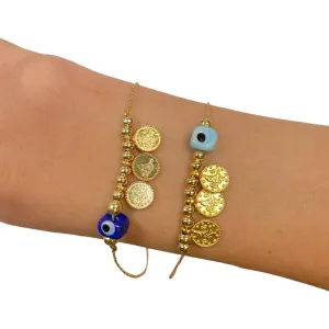 Gold Charm Evil Eye Bracelet