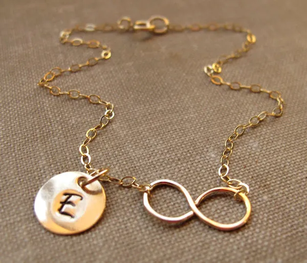 Gold Filled Letter Charm Infinity Bracelet