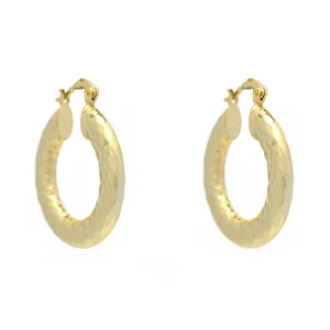 Gold Filled Shiny Textured Hoop Earrings