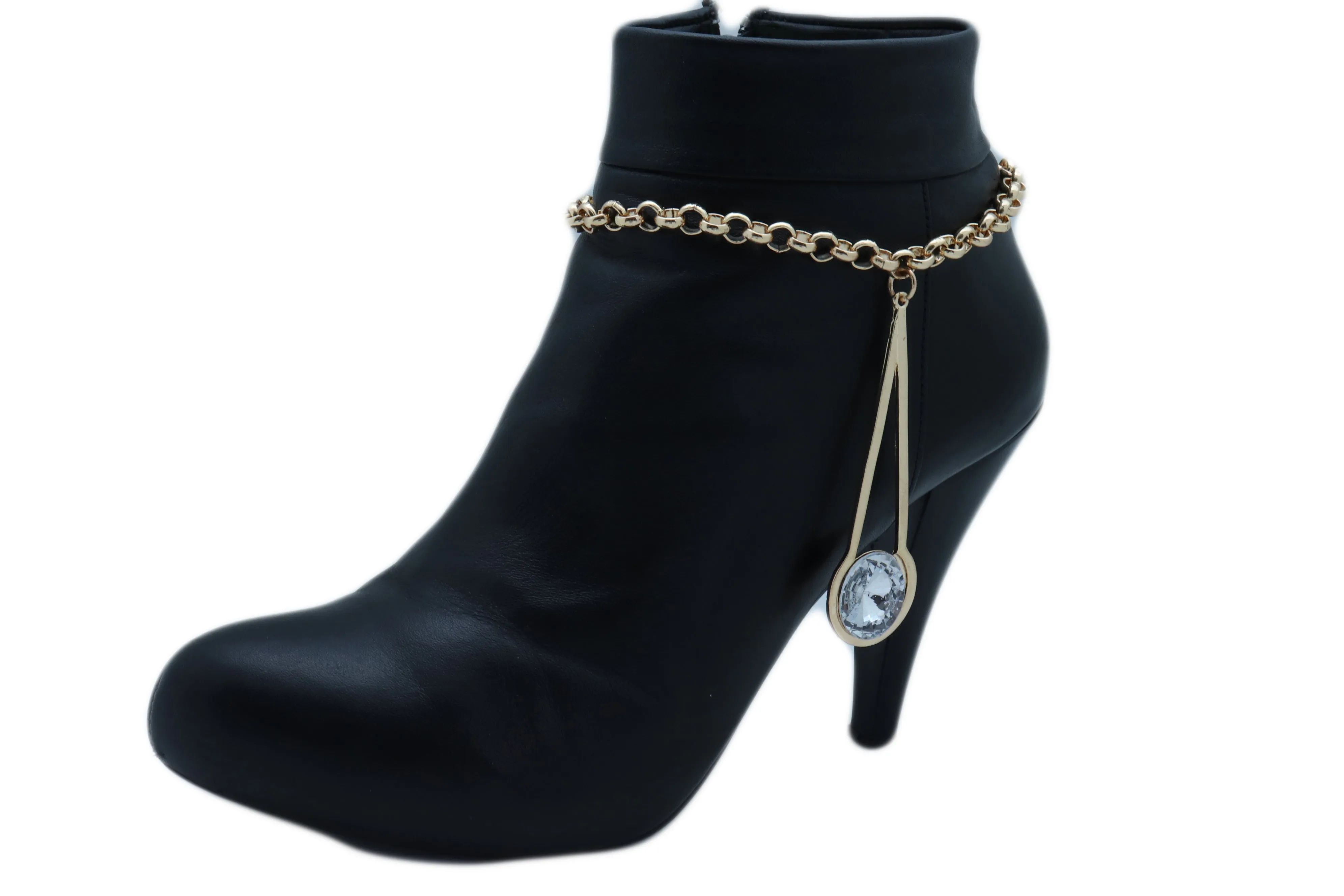 Gold Metal Western Boot Chain Bracelet Anklet Shoe Fancy Drop Bling Charm