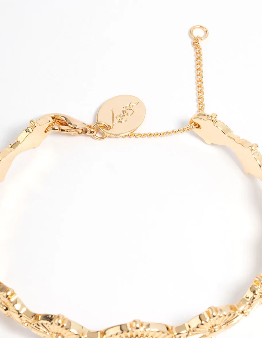 Gold Plated Detailed Cuff Bracelet