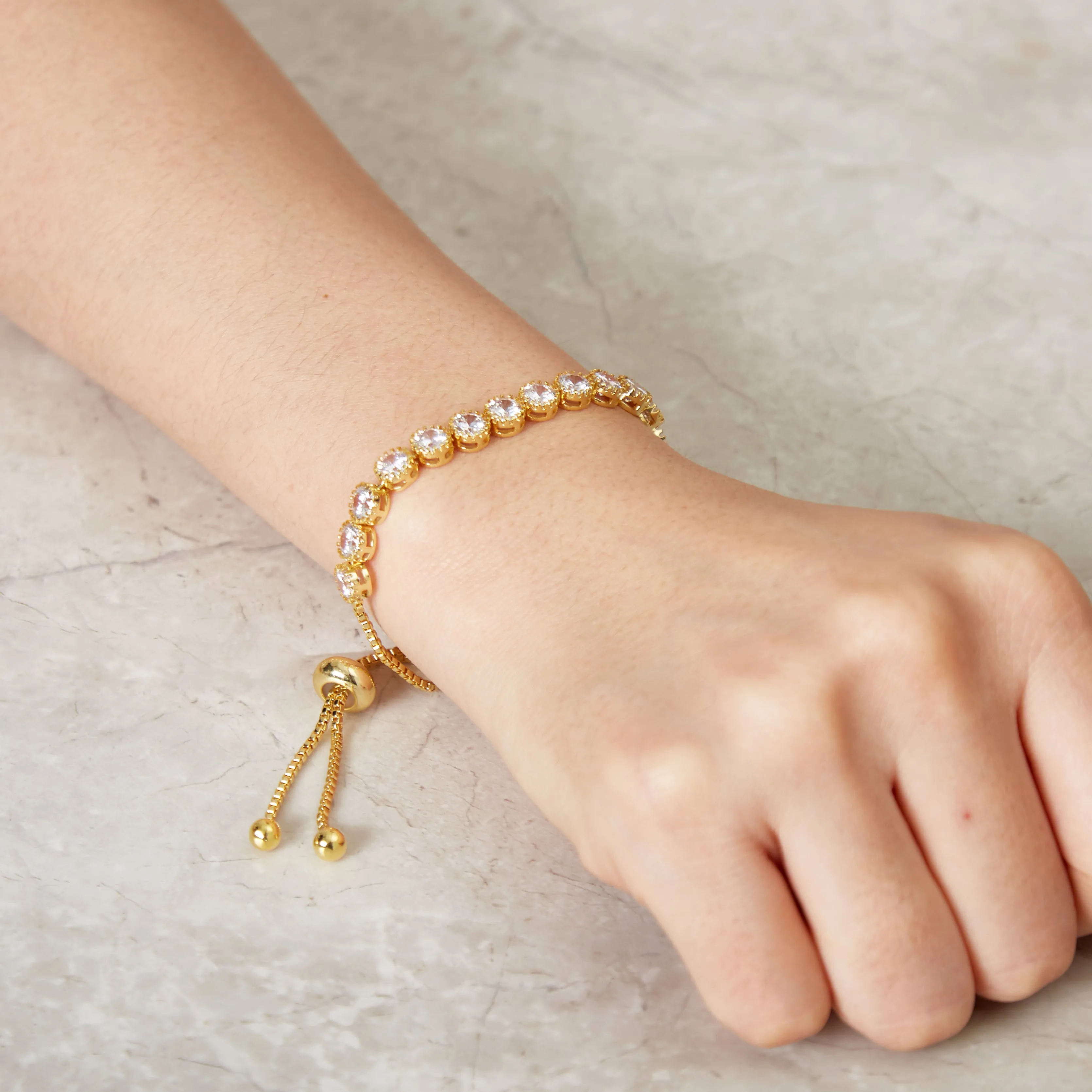 Gold Plated Friendship Bracelet with Zircondia® Crystals