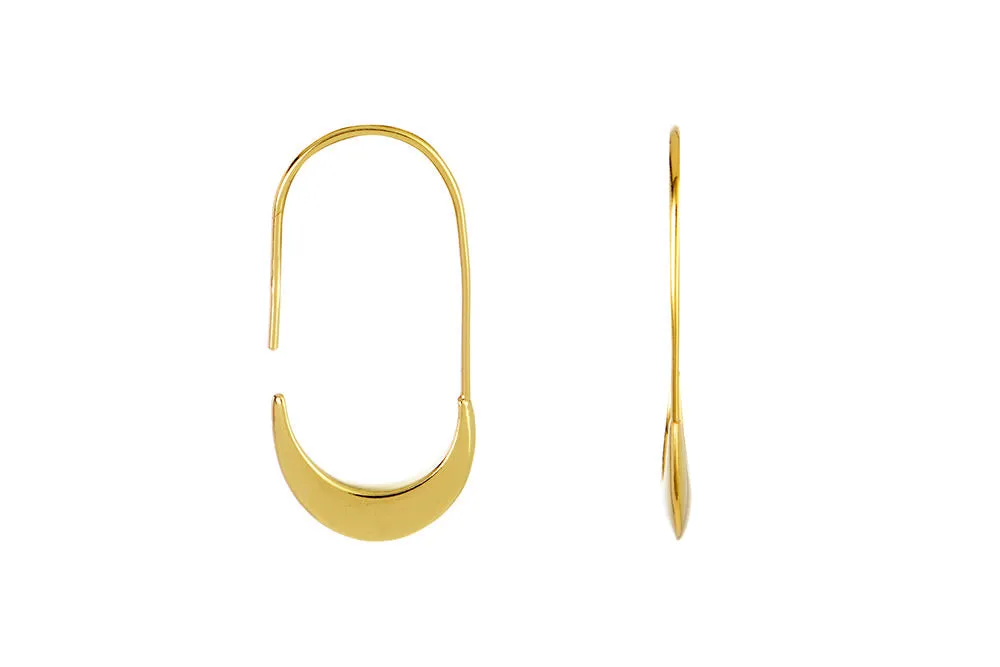 Gold Plated Oval Moon Hoops - Small