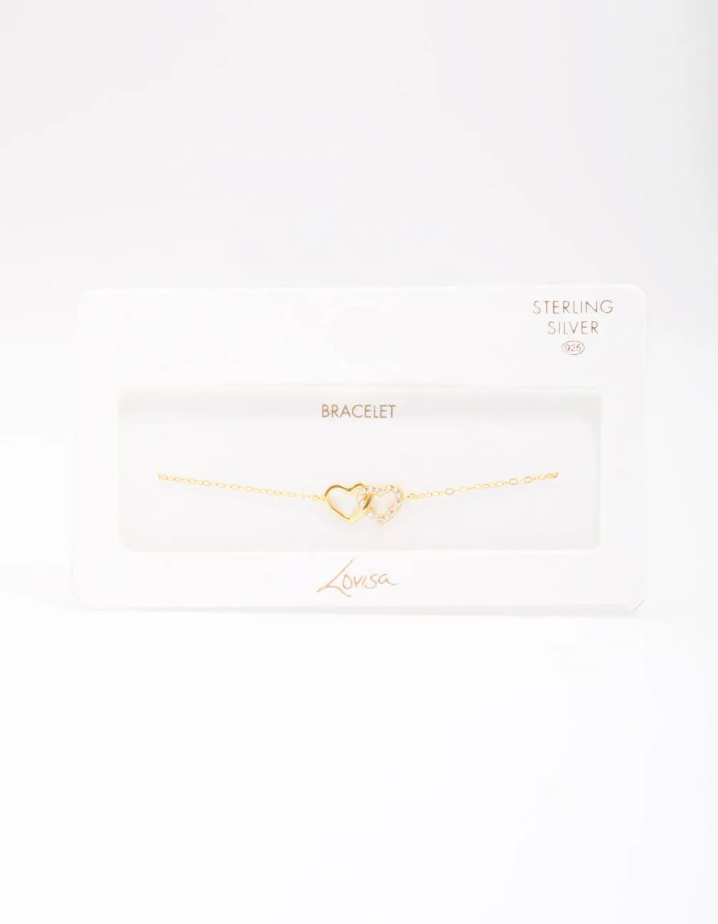 Gold Plated Sterling Silver Loop Heart Chain Bracelet