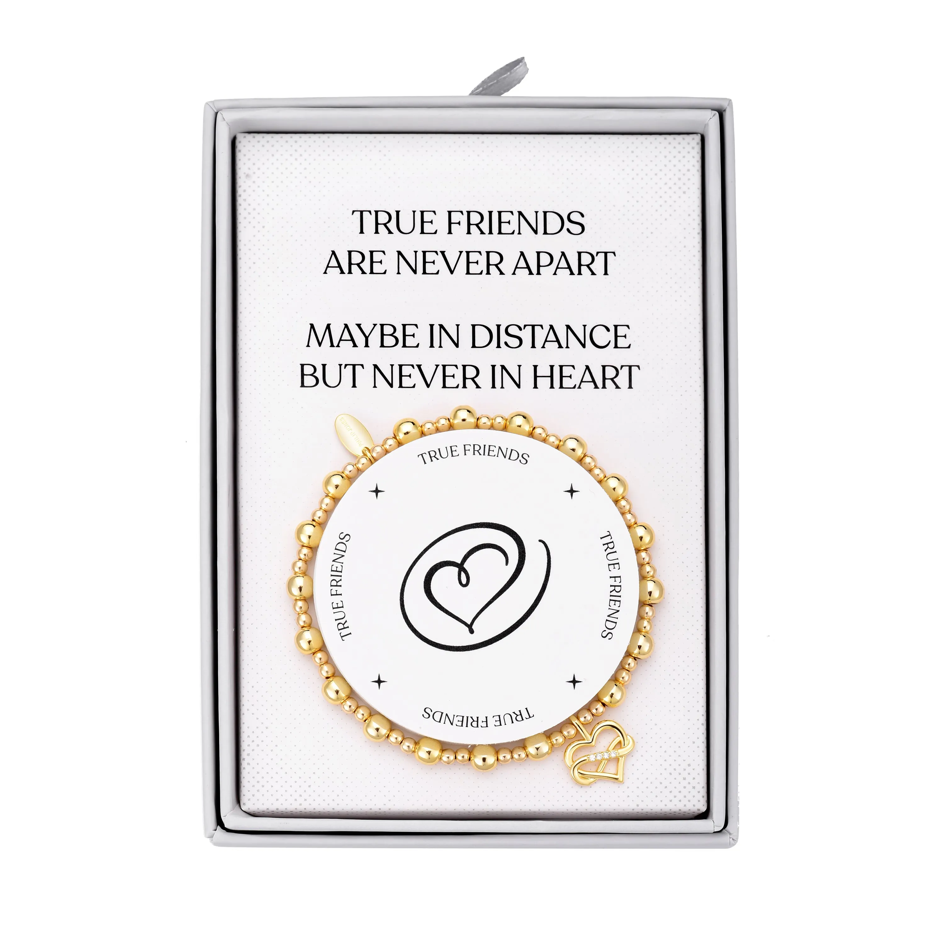 Gold Plated True Friendship Quote Stretch Bracelet with Gift Box