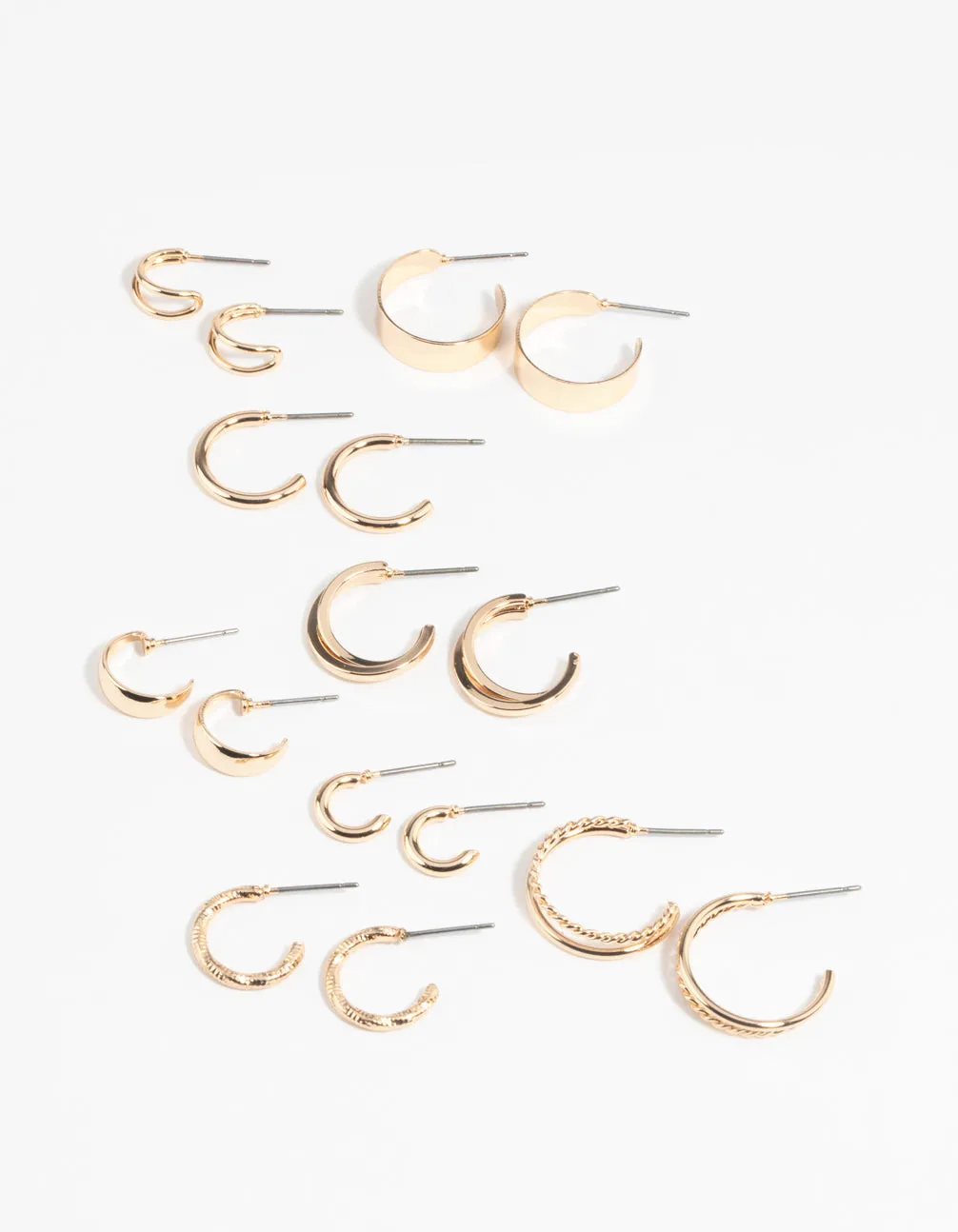 Gold Simple Hoop Earring 8-Pack