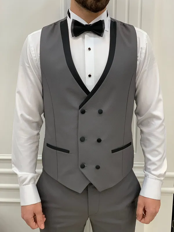 Gray Slim Fit Groom Wedding Tuxedo Suit for Men | GentWith