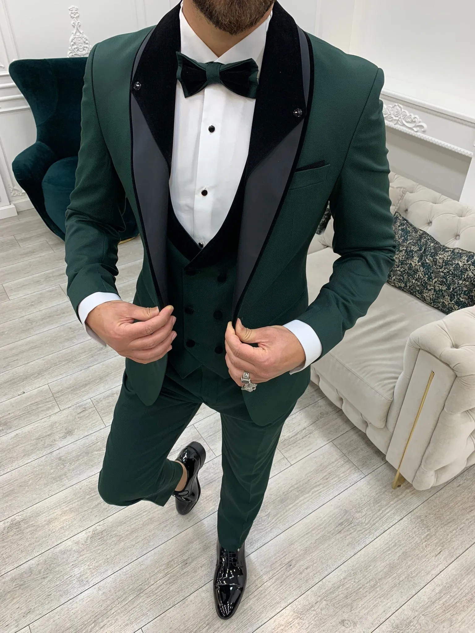 Green Slim Fit Groom Wedding Tuxedo for Men by GentWith.com