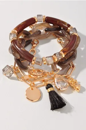 Here I Geaux Bracelet Set - Brown