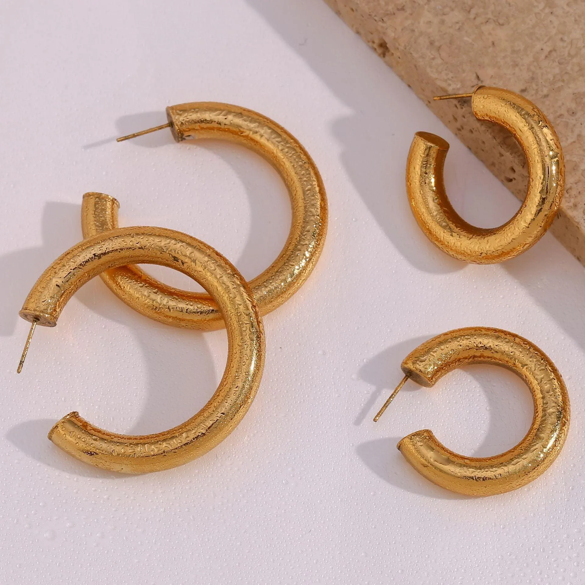 Hyperbole Gold Stainless Steel Hoop Earrings – Trendy Fashion Earrings