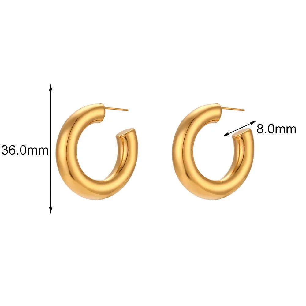 Hyperbole Gold Stainless Steel Hoop Earrings – Trendy Fashion Earrings