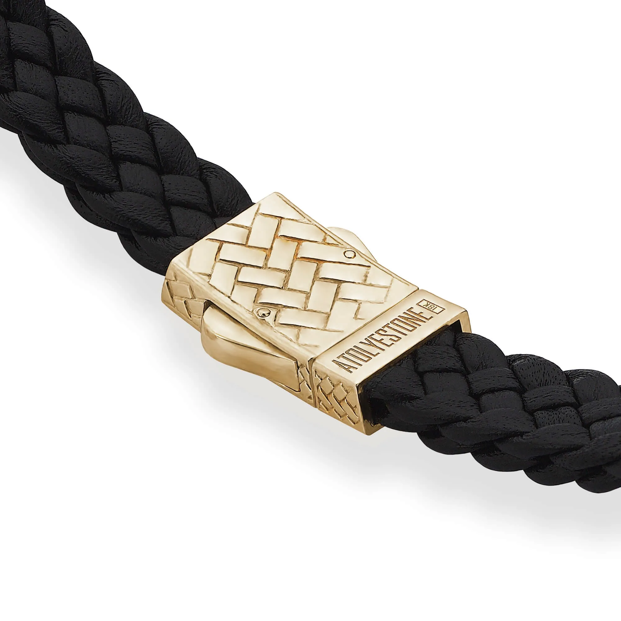 Iconic Elements Leather Bracelet in Yellow Gold