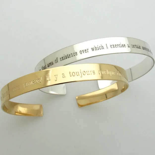 Inspirational Quote Bracelet - Gold Cuff