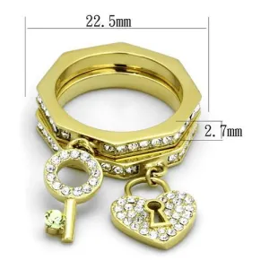 IP Gold(Ion Plating) Stainless Steel Ring with Top Grade Crystal in Citrine Yellow for Women Style TK2127