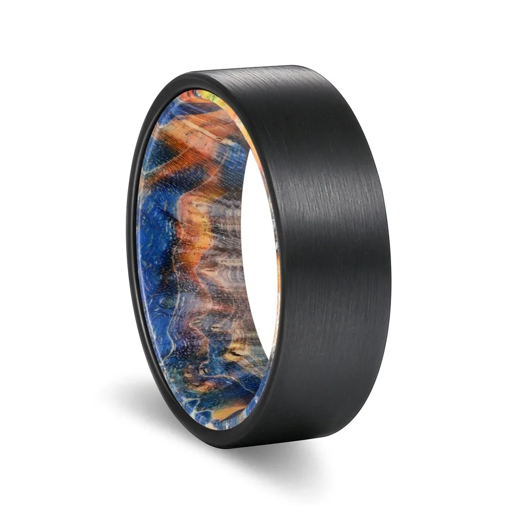 JACK | Blue & Yellow/Orange Wood, Black Flat Brushed Tungsten