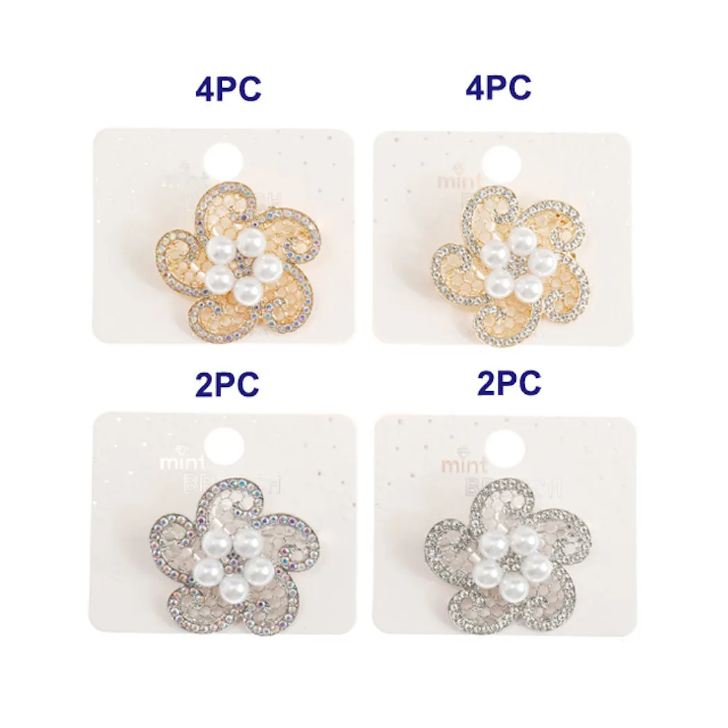 JAH44888-Rhinestone Flower Brooch