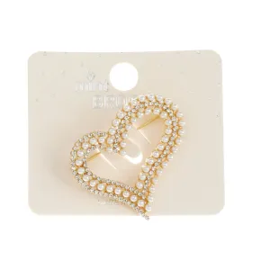 JAH45500-Rhinestone Pearl Heart Brooch