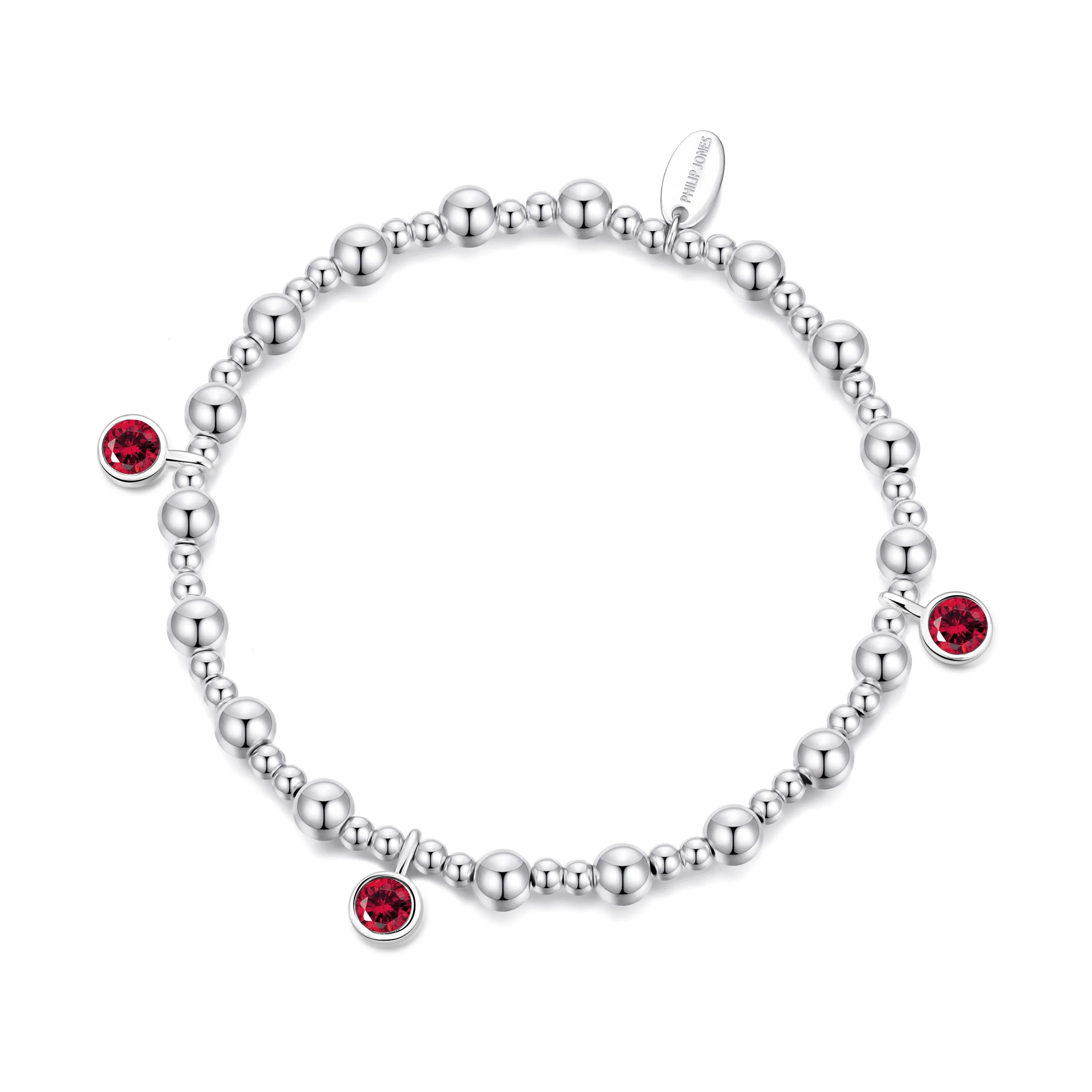 July (Ruby) Birthstone Stretch Charm Bracelet with Quote Gift Box