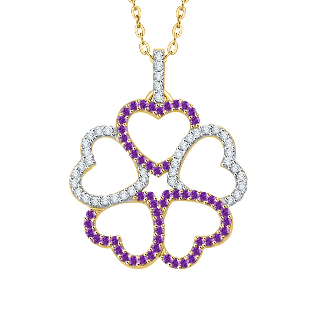 KATARINA 1/3 cttw Diamond and Gemstone Multi-Heart Pendant Necklace