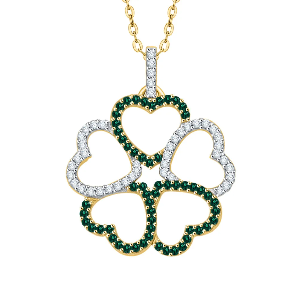 KATARINA 1/3 cttw Diamond and Gemstone Multi-Heart Pendant Necklace