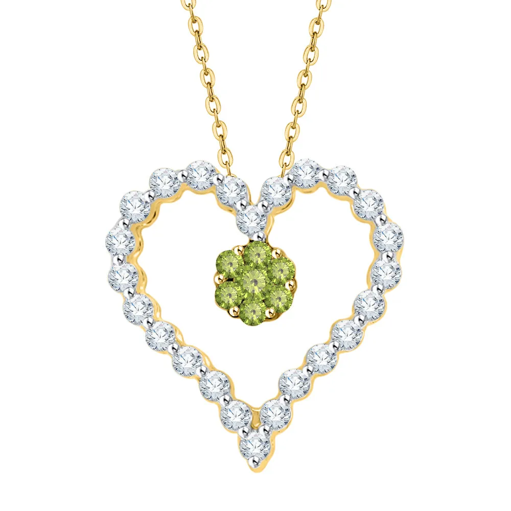 KATARINA 1/4 cttw Gemstone and Diamond Heart Pendant Necklace