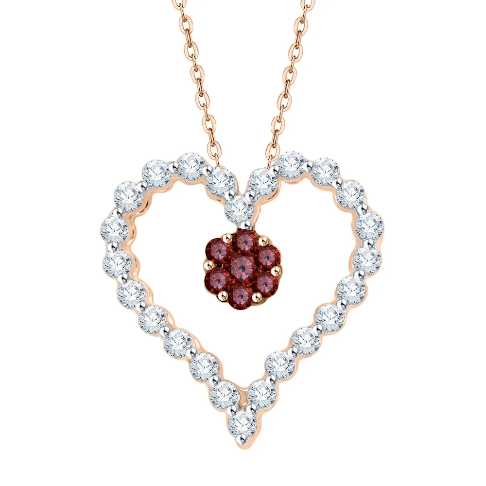 KATARINA 1/4 cttw Gemstone and Diamond Heart Pendant Necklace