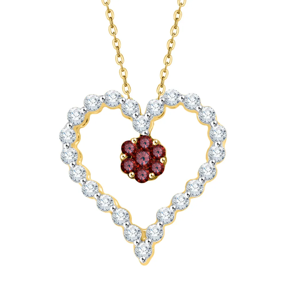 KATARINA 1/4 cttw Gemstone and Diamond Heart Pendant Necklace