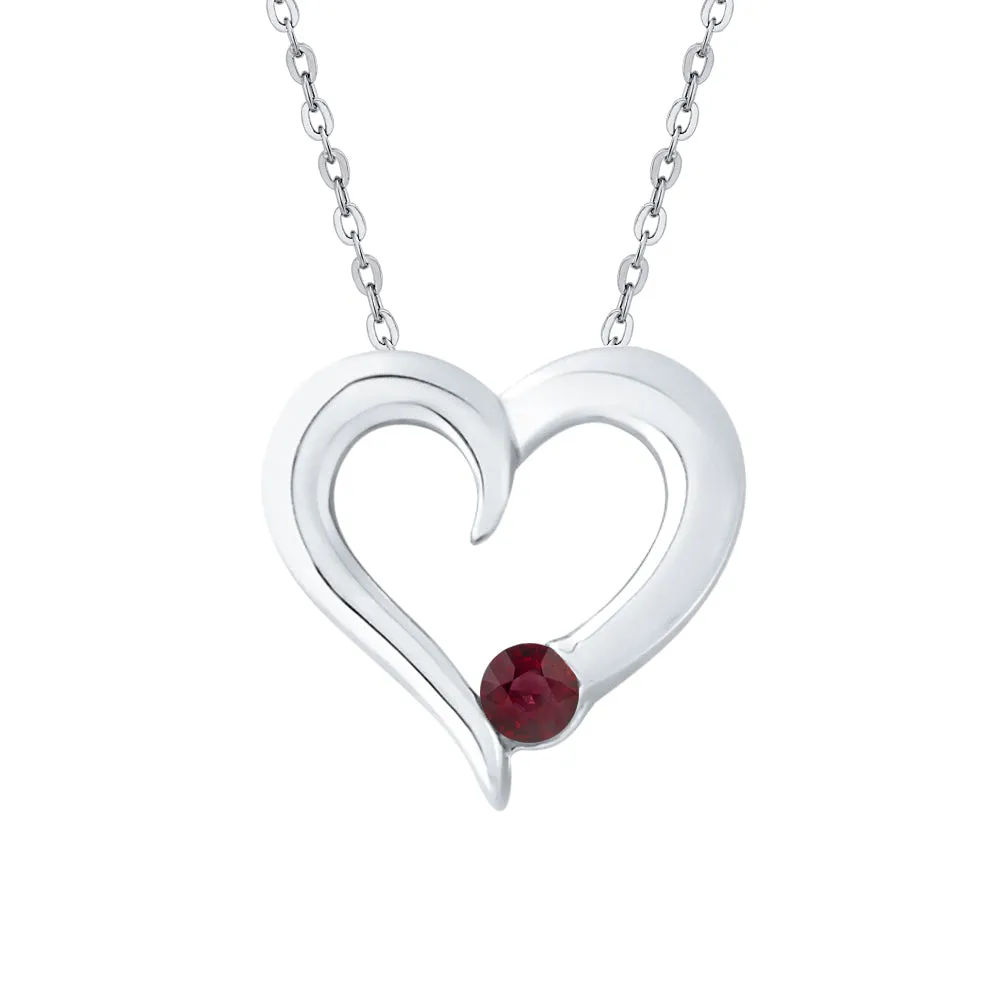 KATARINA 1/6 cttw Gemstone Heart Necklace